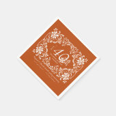Burnt Orange Shabby Chic 40 Jubiläum Napkin Serviette (Ecke)