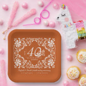 Burnt Orange Shabby Chic 40 Jubiläumsplatte Pappteller (Party)