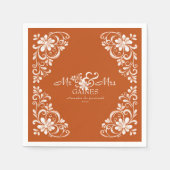 Burnt Orange Shabby Chic Mr & Mrs Wedding Napkin Serviette (Vorderseite)