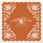 Burnt Orange Shabby Chic Mr. & Mrs. Wedding Unters Untersetzer (Vorderseite)
