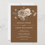 Burnt Orange Sienna | Elegant Boho Floral Wedding Einladung (Vorderseite)