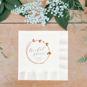 Burnt Orange Simple Heart Wreath Brautparty Serviette