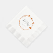 Burnt Orange Simple Heart Wreath Monogram Wedding Serviette (Ecke)