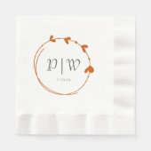 Burnt Orange Simple Heart Wreath Monogram Wedding Serviette (Vorderseite)