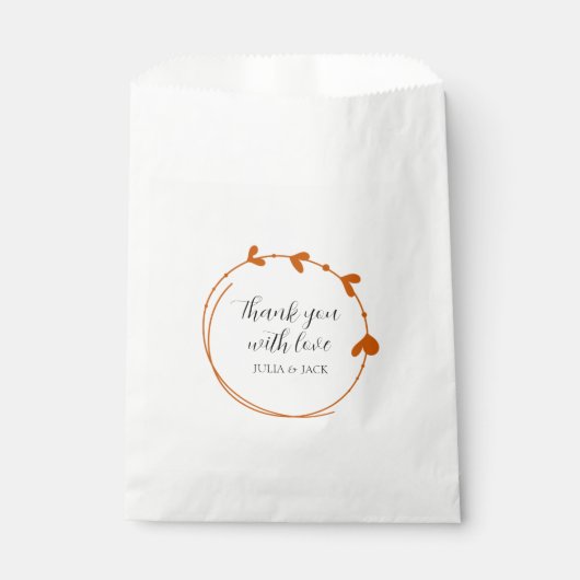 Burnt Orange Simple Heart Wreath Wedding Geschenktütchen (Vorderseite)
