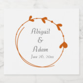 Burnt Orange Simple Heart Wreath Wedding Schaumweinetikett (Einzelnes Label)