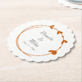 Burnt Orange Simple Heart Wreath Wedding Untersetzer (angewinkelt)