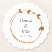 Burnt Orange Simple Heart Wreath Wedding Untersetzer (Vorderseite)