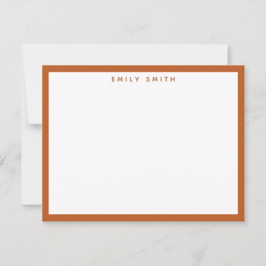 Burnt Orange Simple Modern Note Card Mitteilungskarte (Vorderseite)