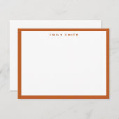 Burnt Orange Simple Modern Note Card Mitteilungskarte (Vorne/Hinten)
