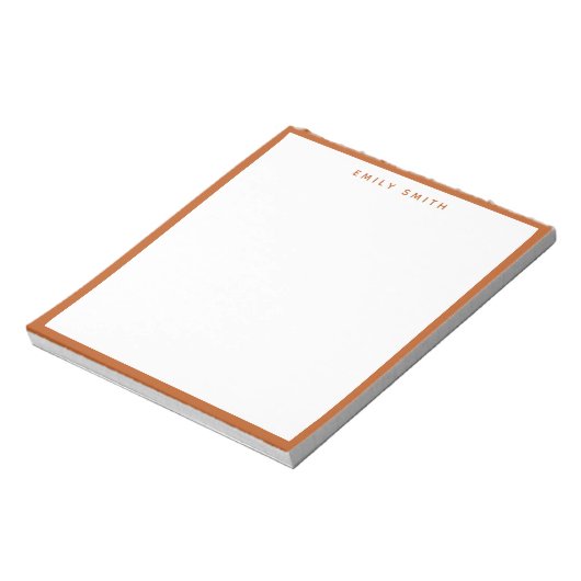 Burnt Orange Simple Modern Notizblock (Rotiert)