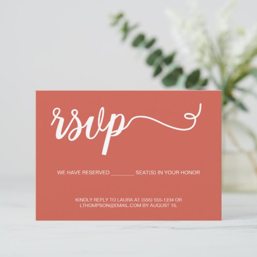 Burnt Orange Simple Script UAWG ohne Mailing RSVP Karte (Stehend Vorderseite)