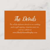 Burnt Orange Simple Style Wedding Details Begleitkarte (Vorderseite)