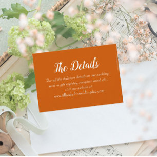 Burnt Orange Simple Style Wedding Details Begleitkarte