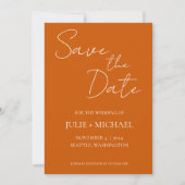 Burnt Orange Simple Style Wedding Save The Date (Vorderseite)