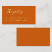 Burnt Orange Simple Wedding Registry Enclosure Begleitkarte (Vorne/Hinten)