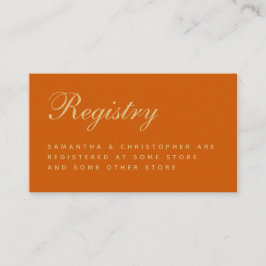 Burnt Orange Simple Wedding Registry Enclosure Begleitkarte