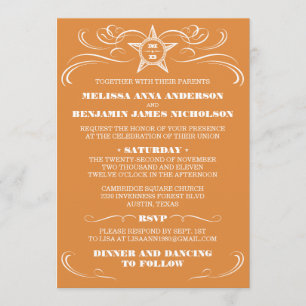 Burnt Orange Southern Style Wedding Einladungen