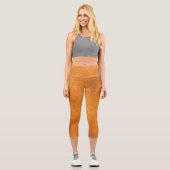 Burnt Orange Star Kaleidoscope Capri Leggings (Vorderseite)