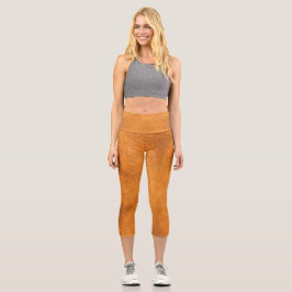 Burnt Orange Star Kaleidoscope Capri Leggings
