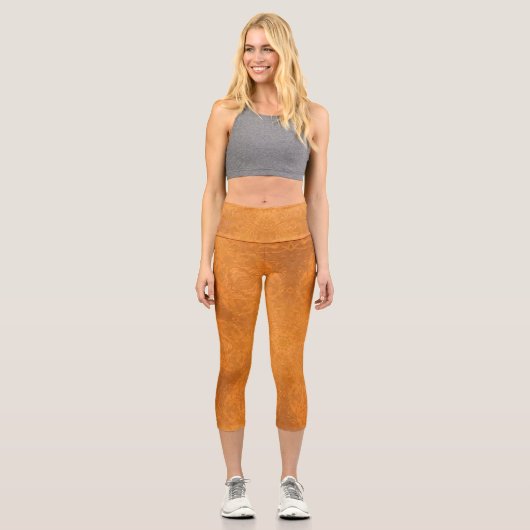 Burnt Orange Star Kaleidoscope Capri Leggings (Vorderseite)