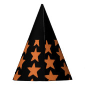 Burnt Orange Star Pattern Witchy Halloween Partyhütchen (Rückseite)