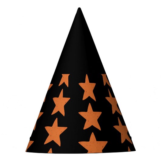 Burnt Orange Star Pattern Witchy Halloween Partyhütchen (Vorderseite)