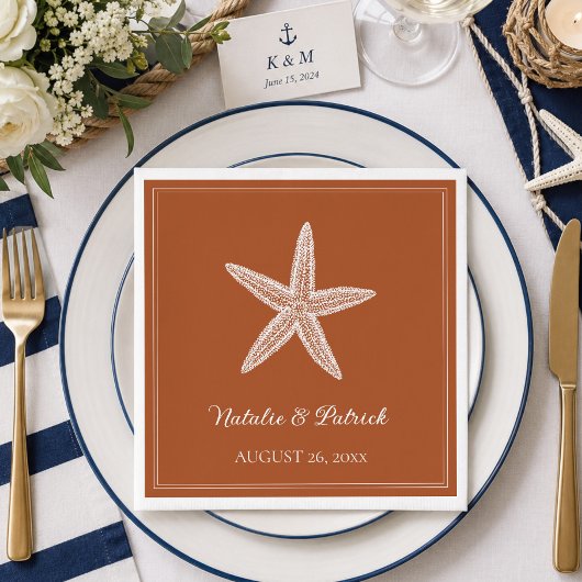 Burnt Orange Starfish Hochzeit Serviette