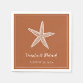 Burnt Orange Starfish Hochzeit Serviette (Vorderseite)