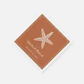 Burnt Orange Starfish Hochzeit Serviette (Ecke)