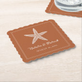Burnt Orange Starfish Hochzeit Untersetzer (angewinkelt)