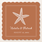 Burnt Orange Starfish Hochzeit Untersetzer (Vorderseite)
