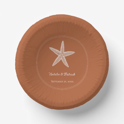 Burnt Orange Starfish Hochzeitspapier Bowls Pappteller (Vorderseite)