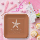 Burnt Orange Starfish Hochzeitspapier-Teller Pappteller (Party)