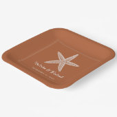 Burnt Orange Starfish Hochzeitspapier-Teller Pappteller (Gewinkelt)