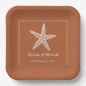 Burnt Orange Starfish Hochzeitspapier-Teller Pappteller (Vorderseite)