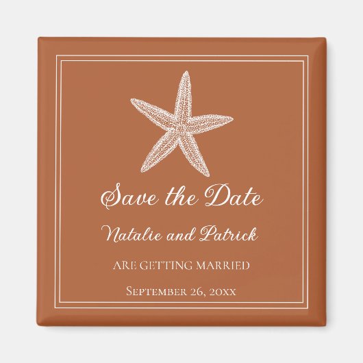 Burnt Orange Starfish Save the Date Magnet (Vorne)