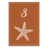 Burnt Orange Starfish Tischnummer Card (Rückseite)