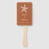 Burnt Orange Starfish Wedding Hand Fans Fächer (Vorderseite)