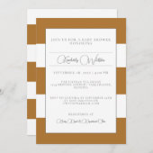 Burnt Orange Striping Babydusche Einladung (Vorne/Hinten)