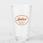 Burnt Orange Stylized Name Wedding Trauzeuge Glas (Vorderseite)