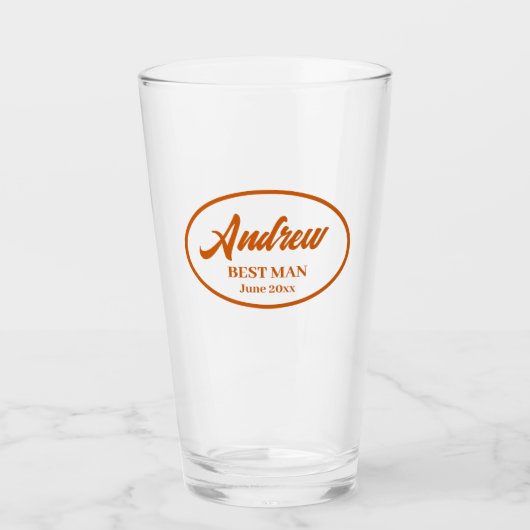 Burnt Orange Stylized Name Wedding Trauzeuge Glas (Vorderseite)