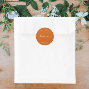 Burnt Orange Stylized Wedding Vielen Dank Runder Aufkleber