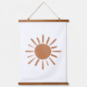 Burnt Orange Sun Boho Kinderzimmer Decke Wandteppich Mit Holzrahmen (Vorderseite)