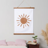 Burnt Orange Sun Boho Kinderzimmer Decke Wandteppich Mit Holzrahmen (Schlafzimmer)