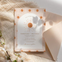 Burnt Orange Sun Celestial Boho Wedding Qr Code