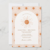 Burnt Orange Sun Celestial Boho Wedding Qr Code Einladung (Vorderseite)