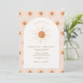 Burnt Orange Sun Celestial Boho Wedding Qr Code Einladung (Stehend Vorderseite)