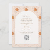 Burnt Orange Sun Minimal Boho Wedding Qr Code Einladung (Rückseite)
