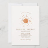 Burnt Orange Sun Minimal Boho Wedding Qr Code Einladung (Vorderseite)